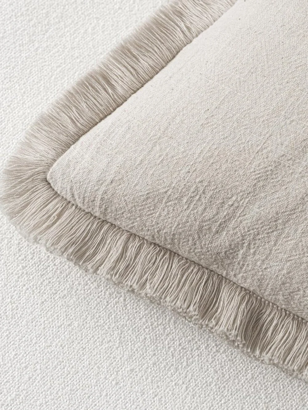 🪷NIB Decorative Throw Pillow Cover Neutral Linen Fringe, 14 X 36, set of 1 - Picture 3 of 6